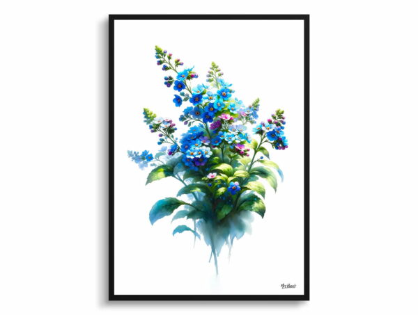 watercolour realist flowers chinese forget me notcynoglossum front view 1