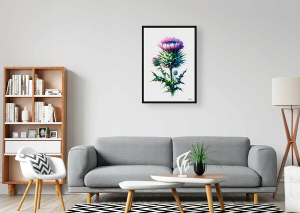 watercolour realist flowers cotton thistleonopordum office 1