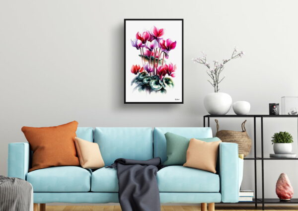 watercolour realist flowers cyclamen persicumcyclamen living room 1