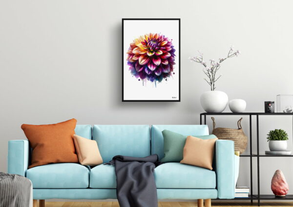 watercolour realist flowers dahliaasteraceae living room 1