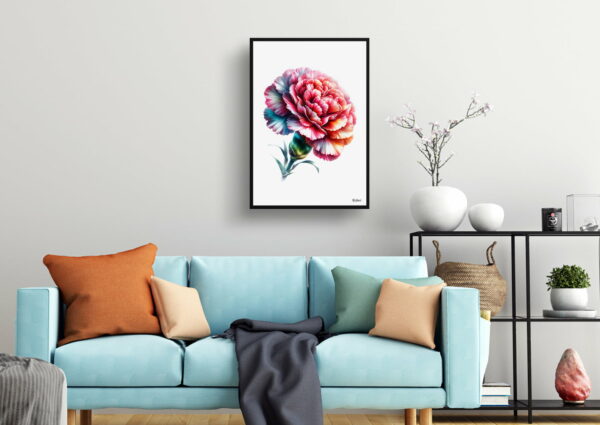 watercolour realist flowers dianthus caryophylluscarnation living room 1