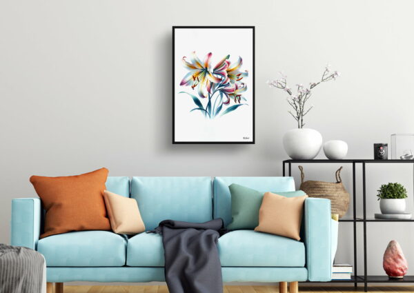 watercolour realist flowers fawn lilieserythronium living room 1