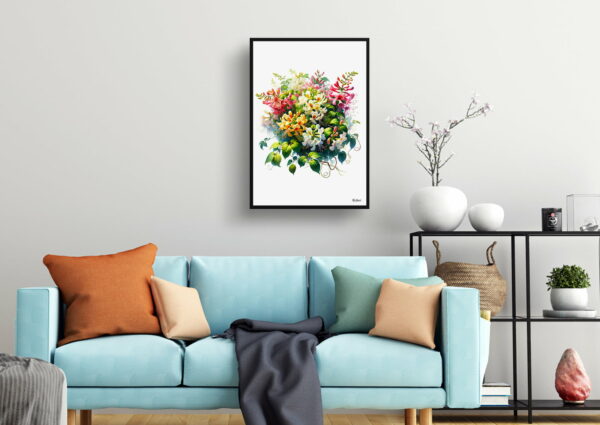 watercolour realist flowers honeysucklelonicera living room 1