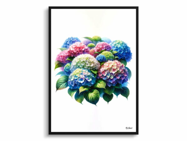 watercolour realist flowers hortensiahydrangea front view 1