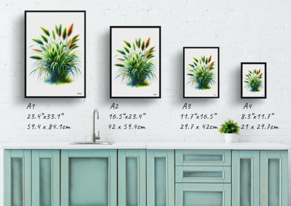 watercolour realist flowers japanese sedgecarex oshimensis everillo print size comparison 1