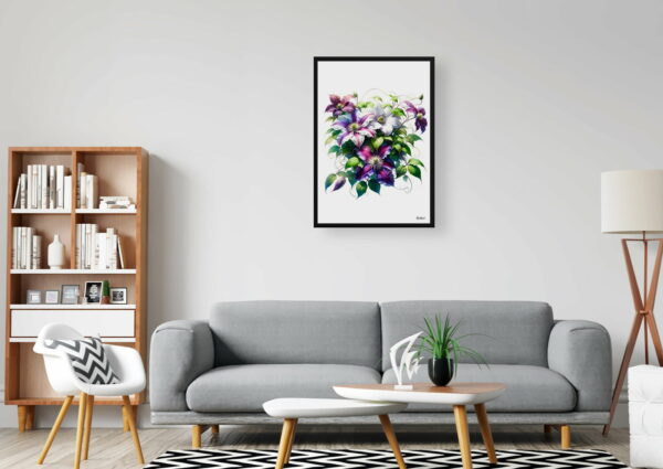 watercolour realist flowers leather flowerclematis office 1