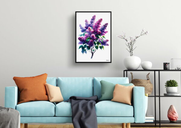 watercolour realist flowers lilacsyringa vulgaris living room 1