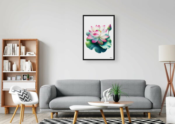 watercolour realist flowers lotusnelumbo nucifera office