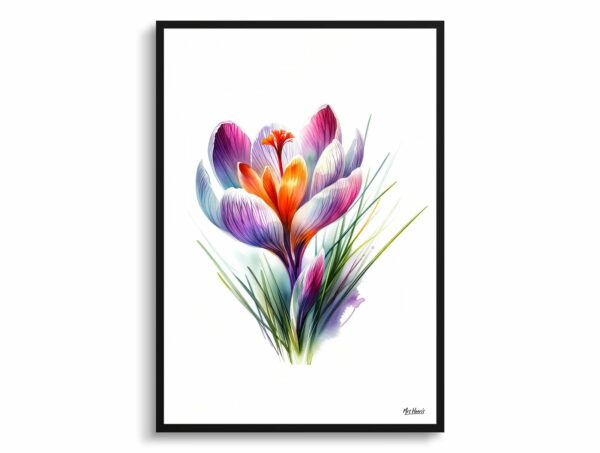 watercolour realist flowers meadow saffroncrocus front view 1