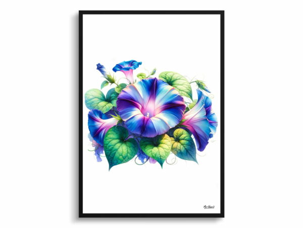 watercolour realist flowers morning gloryipomoea purpurea front view 1