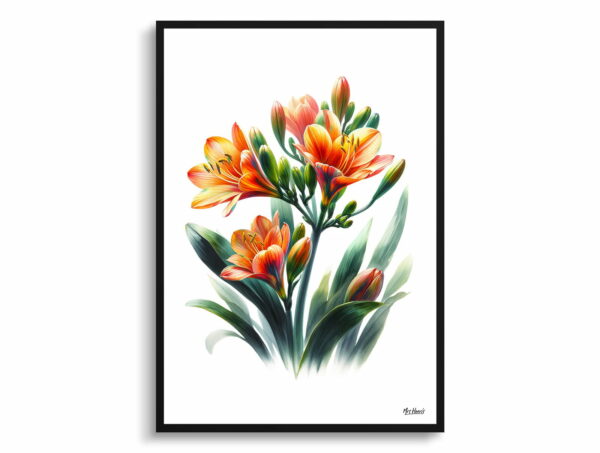 watercolour realist flowers natal lilyclivia front view 1