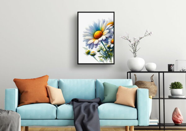 watercolour realist flowers oxeye margueritedaisy living room 1