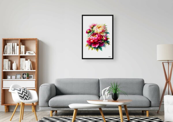 watercolour realist flowers peonypaeonia office 1