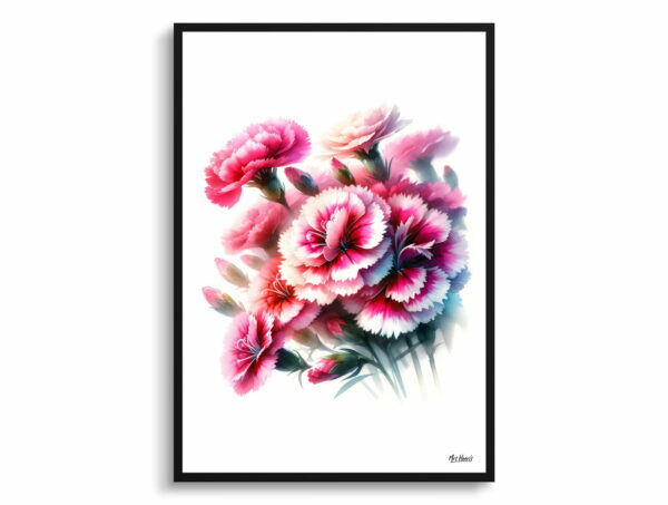 watercolour realist flowers pinksdianthus front view 1