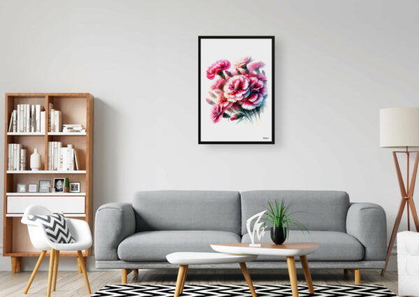 watercolour realist flowers pinksdianthus office 1