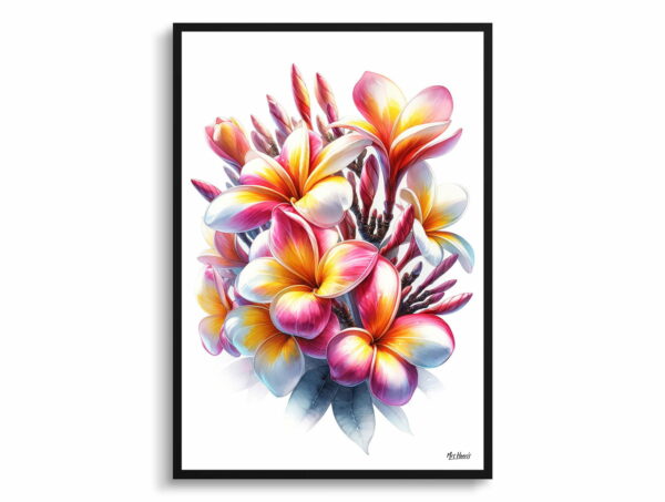 watercolour realist flowers plumeriafrangipani front view 1