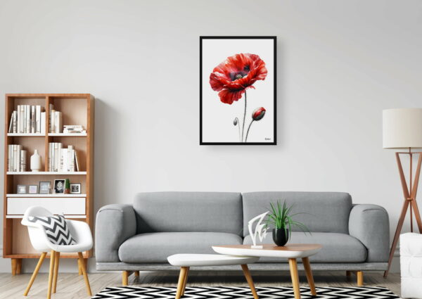 watercolour realist flowers poppypapaver rhoeas office 1