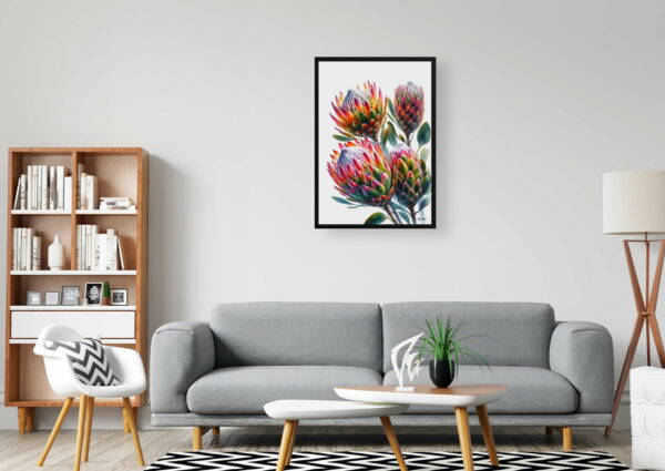 watercolour realist flowers proteassugarbushes office 1