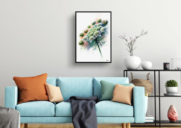 watercolour realist flowers queen annes lacedaucus carota living room 1