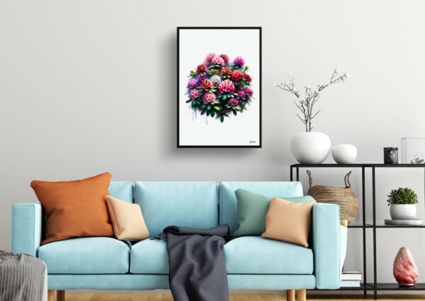 watercolour realist flowers rhododendronazalea living room 1