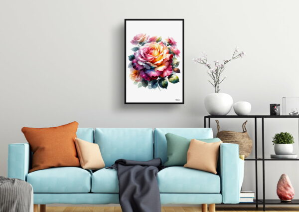 watercolour realist flowers roserosa living room 1