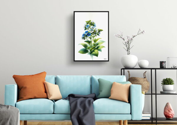 watercolour realist flowers siberian buglossbrunnera macrophylla living room 1