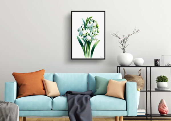 watercolour realist flowers summer snowflakeleucojum aestivum living room 1