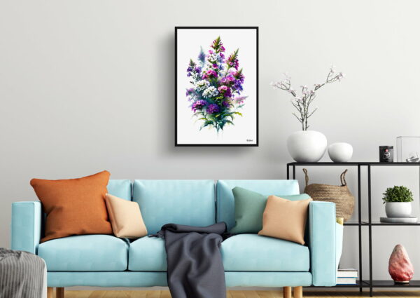 watercolour realist flowers sweet rockethesperis matronalis living room 1