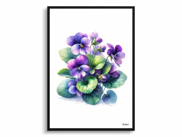 watercolour realist flowers sweet violetviola odorata front view 1