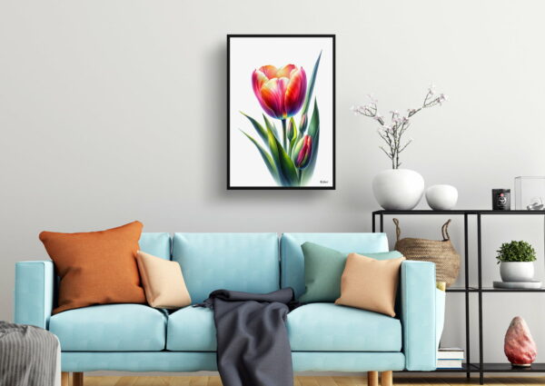 watercolour realist flowers tuliptulipa living room 1