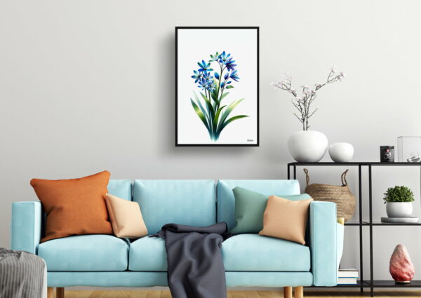 watercolour realist flowers two leaf squillscilla bifolia living room 1