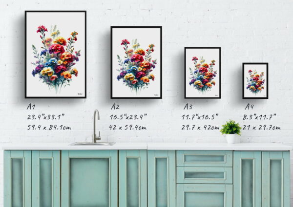 watercolour realist flowers wallflowerserysimum print size comparison 1