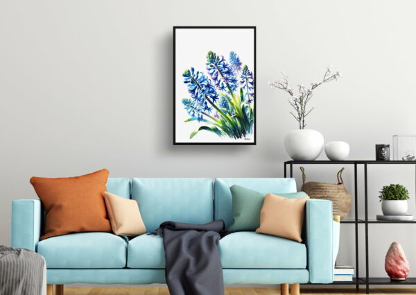 watercolour realist flowers wild hyacinthscamassia leichtlinii living room 1