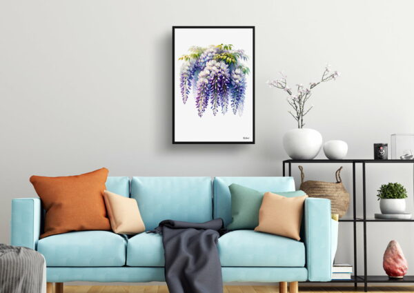 watercolour realist flowers wisteriafabaceae living room 1