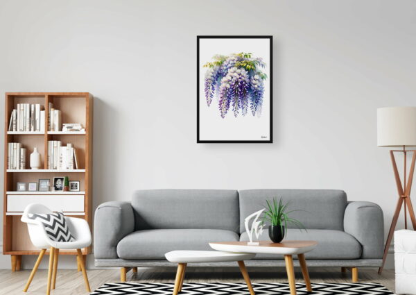 watercolour realist flowers wisteriafabaceae office 1