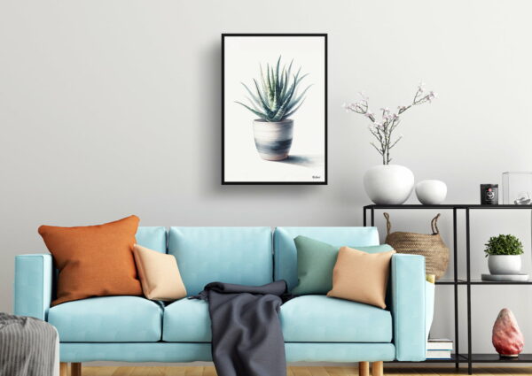 watercolour realist home plants aloe veraaloe barbadensis living room 1