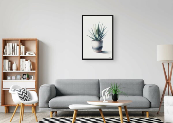 watercolour realist home plants aloe veraaloe barbadensis office 1