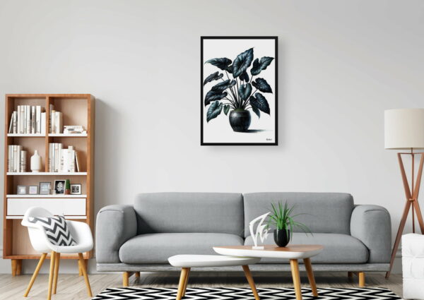 watercolour realist home plants black velvet alocasiaalocasia reginula office 1