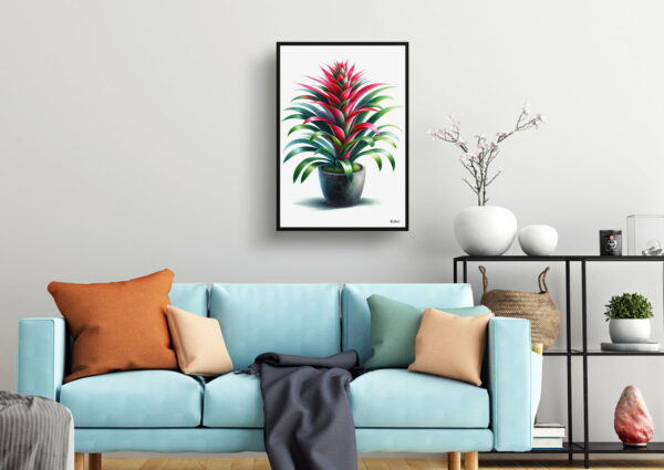 watercolour realist home plants bromeliadsbromeliaceae living room 1