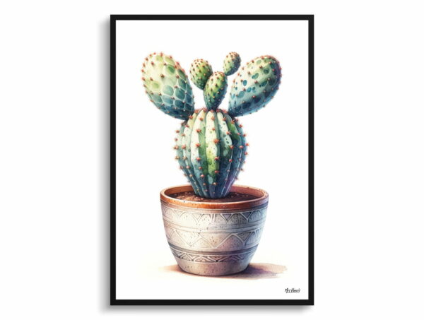 watercolour realist home plants bunny ears cactusopuntia microdasys front view 1