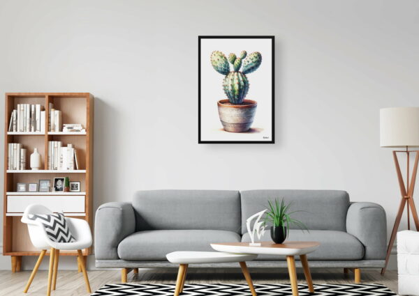 watercolour realist home plants bunny ears cactusopuntia microdasys office 1