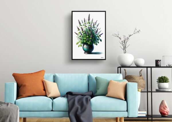 watercolour realist home plants catnipnepeta cataria living room 1