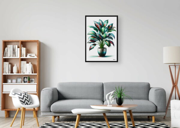 watercolour realist home plants chinese evergreenaglaonema commutatum office 1