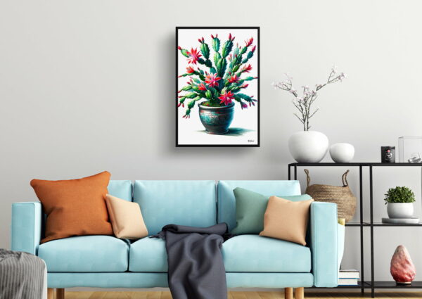 watercolour realist home plants christmas cactusschlumbergera x buckleyi living room 1