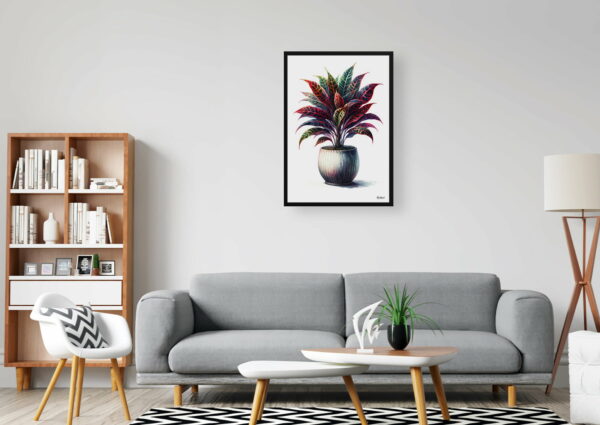 watercolour realist home plants crotoncodiaeum variegatum office 1