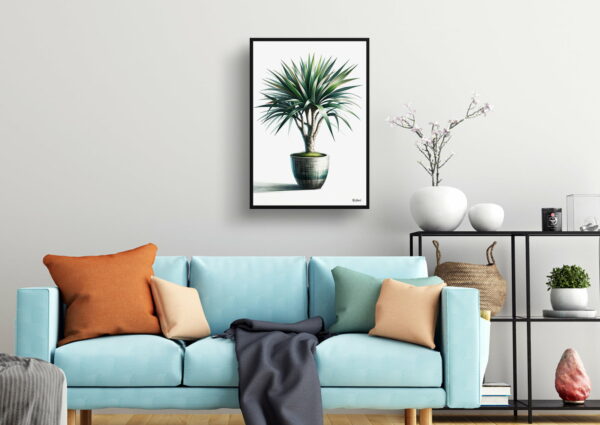 watercolour realist home plants dragon treedracaena marginata living room 1