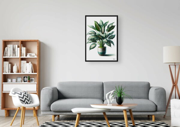 watercolour realist home plants dumb cane plantdieffenbachia office 1