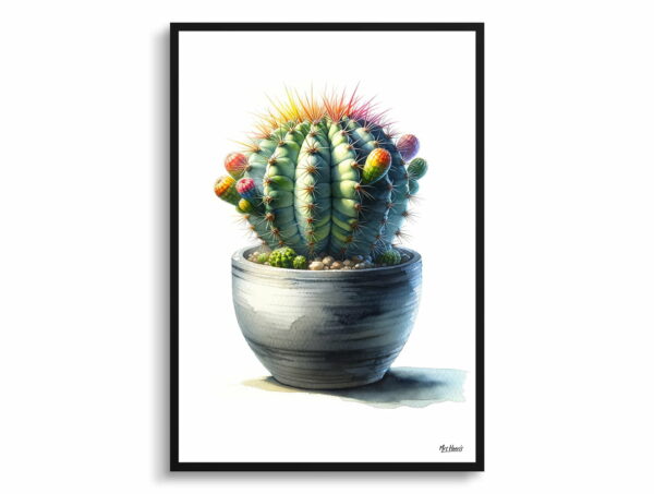 watercolour realist home plants dwarf turks cap cactusmelocactus matanzanus front view 1