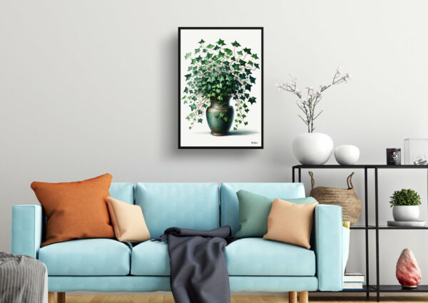 watercolour realist home plants english ivyhedera helix living room 1