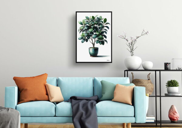 watercolour realist home plants ficus audreyficus benghalensis living room 1